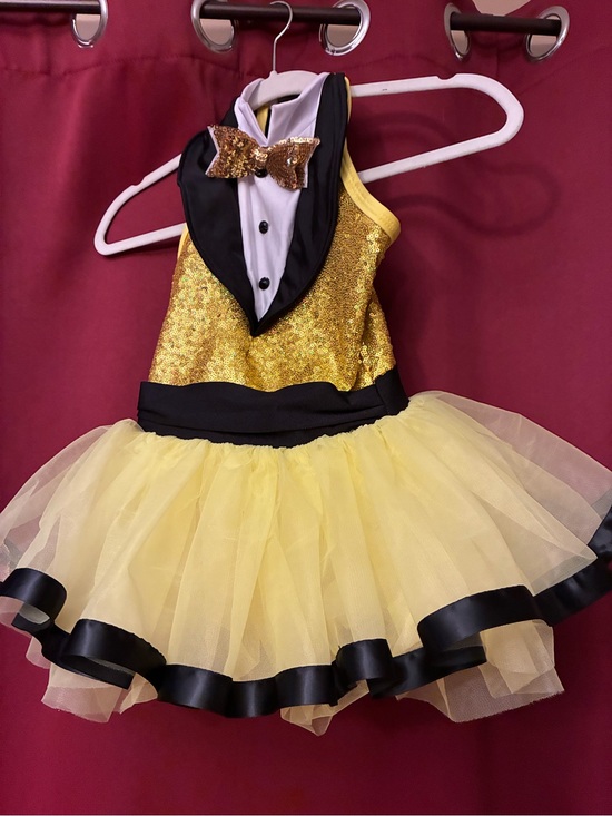 A Wish Come True Other - Gold & Yellow Sequin Tuxedo Tutu Dance Dress - Kids Costume A Wish Come True